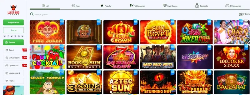 Популярни игри и слотове в онлайн казино Lucky Bird
