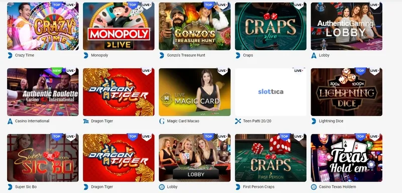 Игри с дилъри на живо, рулетка, покер и блекджек в Slottica Casino 