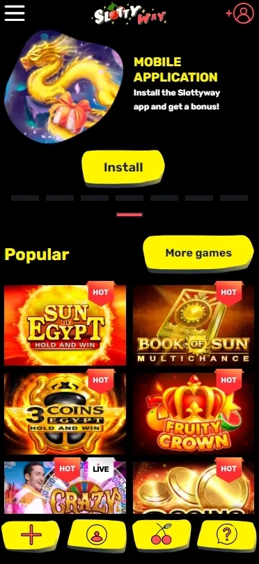 Mobilna verzija veb stranice kazina SlottyWay