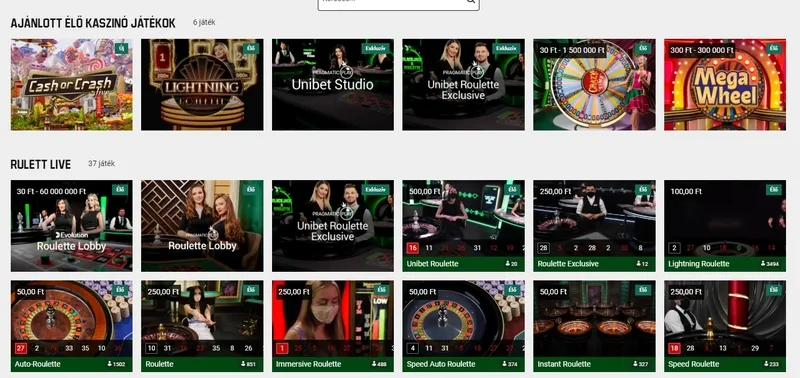 Játékszolgáltatók az Unibet Casino