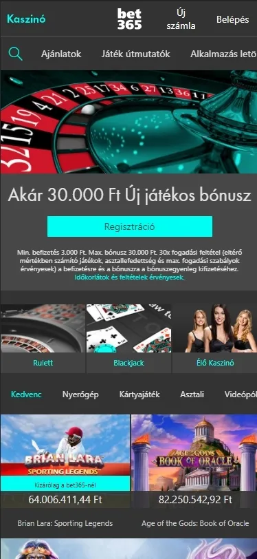 Mobil bet365 kaszinó