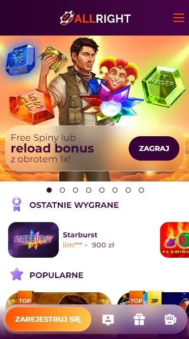 Aplikacja mobilna AllRight Casino
