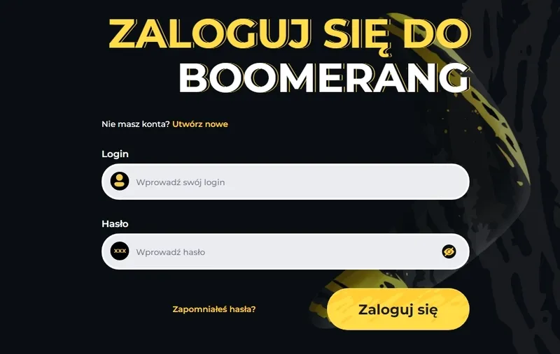 Zaloguj się do kasyna Boomerang